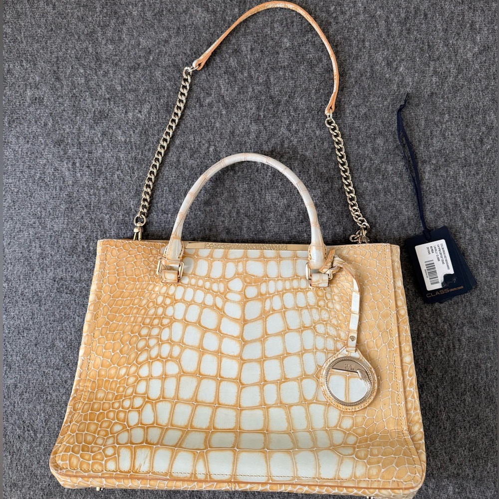Class Roberto Cavalli Cream Crocodile-Embossed Tote